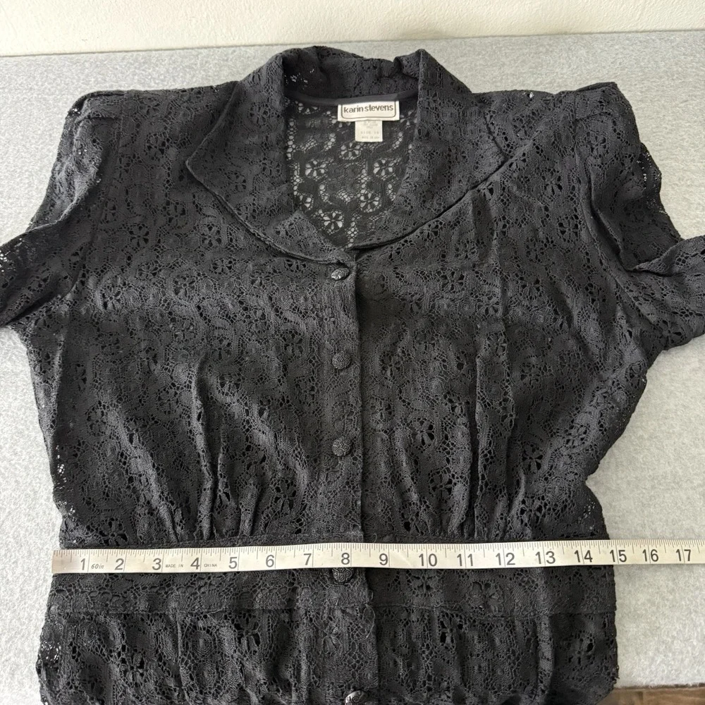 New Vintage‎ Karin Steven's Black Lace Whimsigoth Classic Midi Dress Dark Fairy